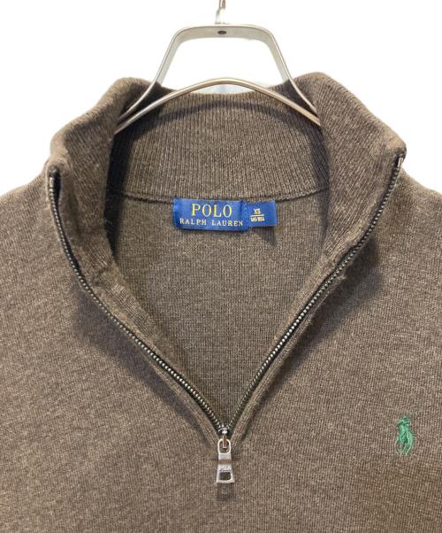 POLO RALPH LAUREN（ポロ・ラルフローレン）POLO RALPH LAUREN (ポロ・ラルフローレン) ハーフジップアップニット ブラウン サイズ:XSの古着・服飾アイテム