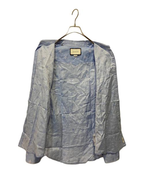 GUCCI（グッチ）GUCCI (グッチ) BEE刺繍シャツ ブルー サイズ:41の古着・服飾アイテム