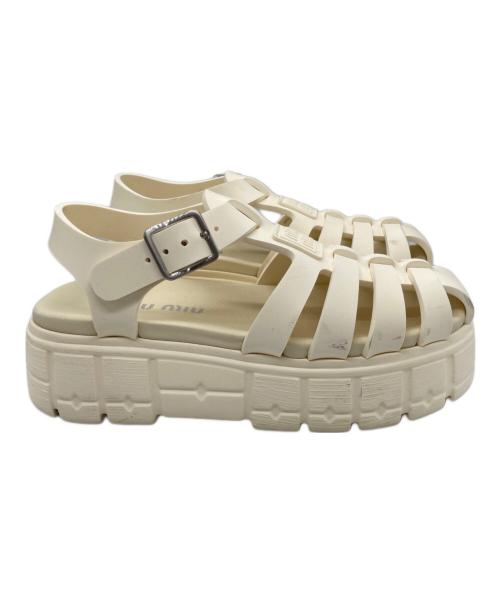 MIU MIU（ミュウミュウ）MIU MIU (ミュウミュウ) ラバーサンダル ベージュ サイズ:35の古着・服飾アイテム