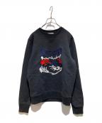maison kitsuneメゾンキツネ）の古着「刺繍スウェット」｜ブラック