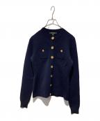 BROOKS BROTHERSブルックスブラザーズ）の古着「金ボタンクルーネックカーディガン」｜ネイビー
