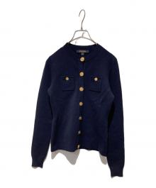 BROOKS BROTHERS（ブルックスブラザーズ）の古着「金ボタンクルーネックカーディガン」｜ネイビー