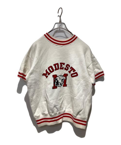 Champion（チャンピオン）Champion (チャンピオン) S/Sラグランスウェット ホワイト×レッド サイズ:Lの古着・服飾アイテム