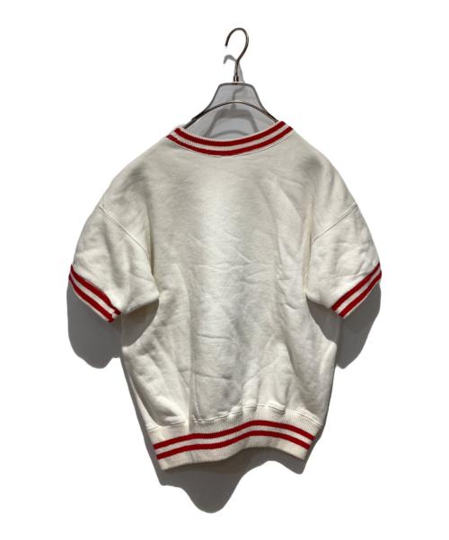 Champion（チャンピオン）Champion (チャンピオン) S/Sラグランスウェット ホワイト×レッド サイズ:Lの古着・服飾アイテム