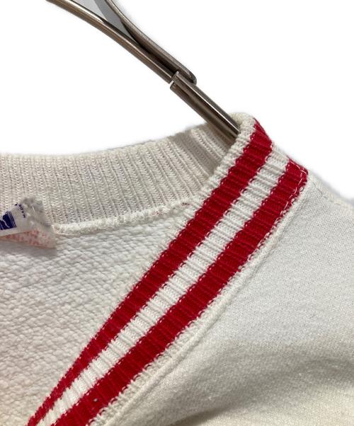 Champion（チャンピオン）Champion (チャンピオン) S/Sラグランスウェット ホワイト×レッド サイズ:Lの古着・服飾アイテム