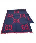 GUCCIグッチ）の古着「GGジャガードウールシルクスカーフ」｜ネイビー×レッド
