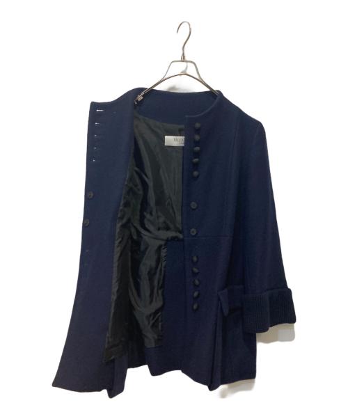 VALENTINO ROMA（ヴァレンティノ ローマ）VALENTINO ROMA (ヴァレンティノ ローマ) モヘア混ノーカラージャケット ネイビー サイズ:40の古着・服飾アイテム