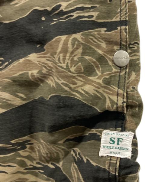 SASSAFRAS（ササフラス）SASSAFRAS (ササフラス) タイガーカモパンツ グリーン×ブラック サイズ:Sの古着・服飾アイテム