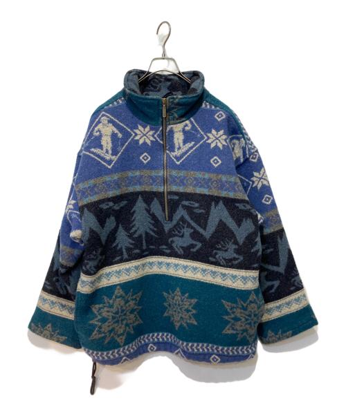 L.L.Bean（エルエルビーン）L.L.Bean (エルエルビーン) プルオーバーノルディックニットジャケット ブルー×ネイビー サイズ:Ｍの古着・服飾アイテム