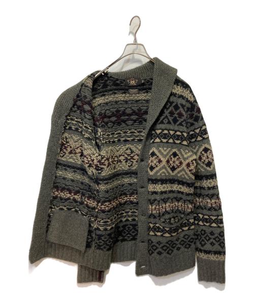 RRL（ダブルアールエル）RRL (ダブルアールエル) フェアアイル柄ショールカラーカーディガン ブラウン サイズ:Sの古着・服飾アイテム