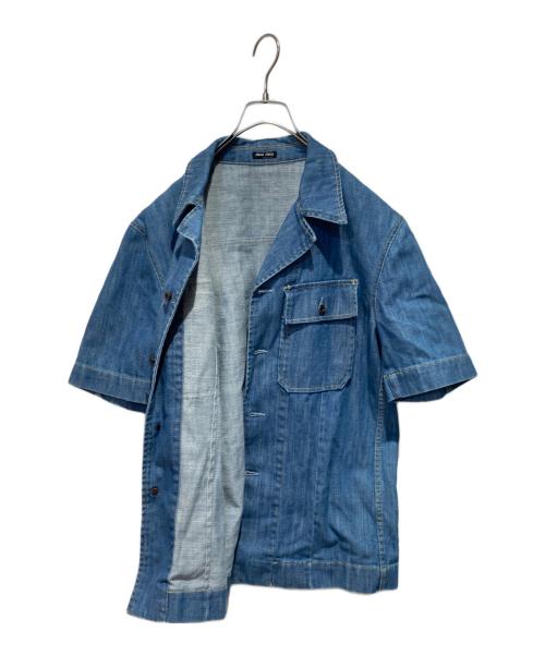 MIU MIU（ミュウミュウ）MIU MIU (ミュウミュウ) 半袖デニムシャツ ブルー サイズ:Ｌの古着・服飾アイテム