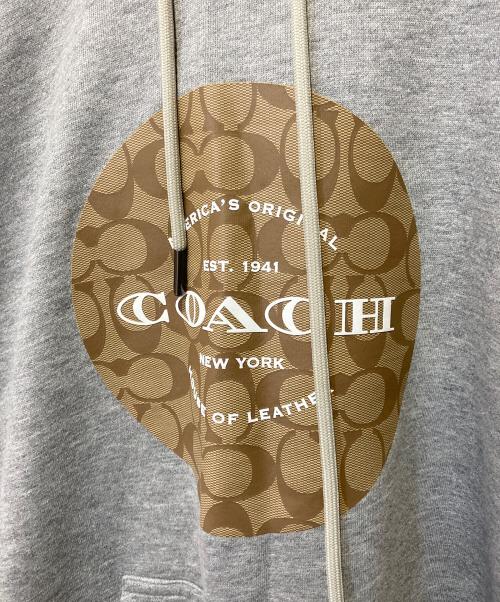 COACH（コーチ）COACH (コーチ) シグネチャーロゴプリントパーカー グレー サイズ:XSの古着・服飾アイテム