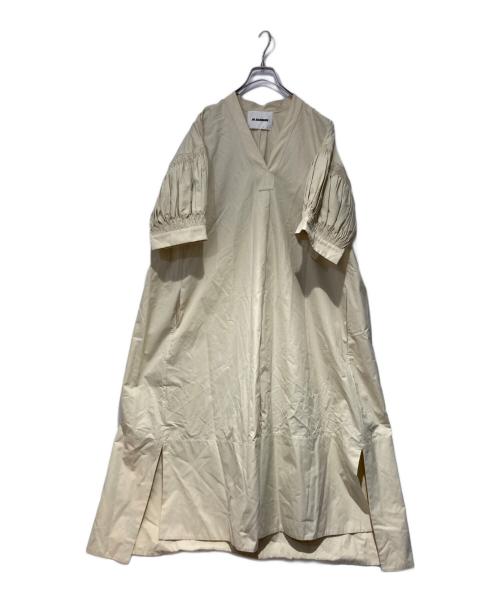 JIL SANDER（ジルサンダー）JIL SANDER (ジルサンダー) ギャザースリーブワンピース アイボリー サイズ:38の古着・服飾アイテム