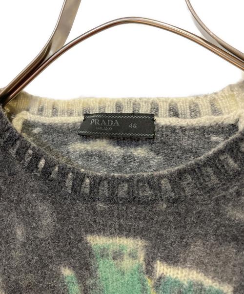 PRADA（プラダ）PRADA (プラダ) Village Print Wool Sweater ベージュ×ブラック サイズ:46の古着・服飾アイテム