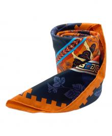 HERMES（エルメス）の古着「シルクスカーフ」｜オレンジ×ネイビー
