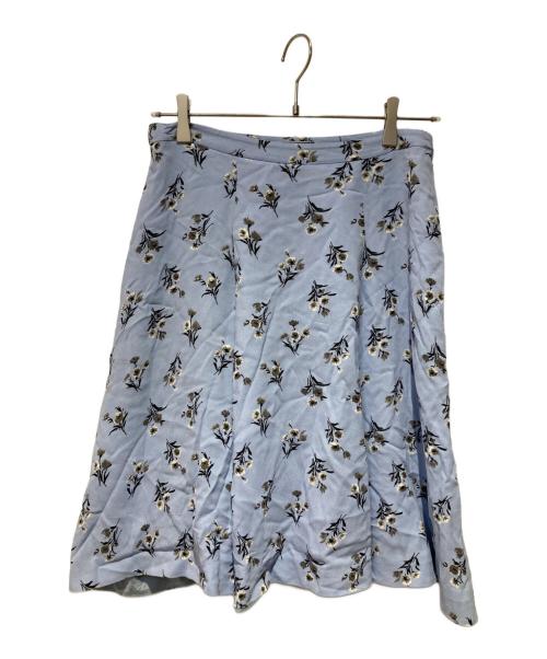PRADA（プラダ）PRADA (プラダ) フラワープリントスカート ブルー サイズ:42の古着・服飾アイテム
