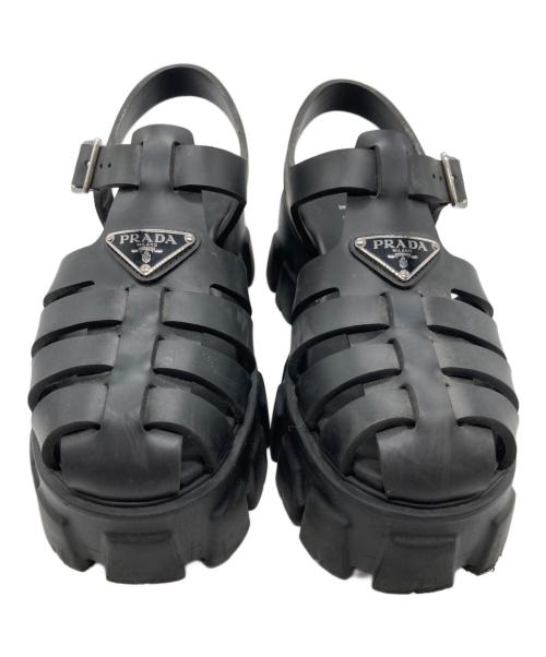 PRADA（プラダ）PRADA (プラダ) モノリスグルカサンダル ブラック サイズ:38の古着・服飾アイテム