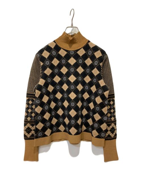 Mame Kurogouchi（マメクロゴウチ）Mame Kurogouchi (マメクロゴウチ) 20AW Checkered Pattern High Neck Pullover ブラウン×ブラック サイズ:1の古着・服飾アイテム