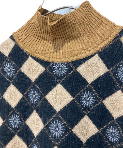 Mame Kurogouchi（マメクロゴウチ）Mame Kurogouchi (マメクロゴウチ) 20AW Checkered Pattern High Neck Pullover ブラウン×ブラック サイズ:1の古着・服飾アイテム