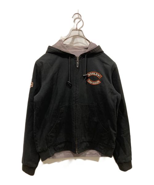 HARLEY-DAVIDSON（ハーレーダビッドソン）HARLEY-DAVIDSON (ハーレーダビッドソン) リバーシブルワークフーデッドジャケット ブラック×グレー サイズ:Sの古着・服飾アイテム