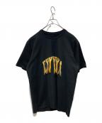 doubletダブレット）の古着「FRINGE EM BROIDERY PRINT T-SHIRT」｜ブラック