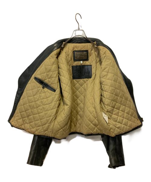 ARMANI JEANS（アルマーニジーンズ）ARMANI JEANS (アルマーニジーンズ) ダブルレザーライダースジャケット ダークブラウン サイズ:52の古着・服飾アイテム