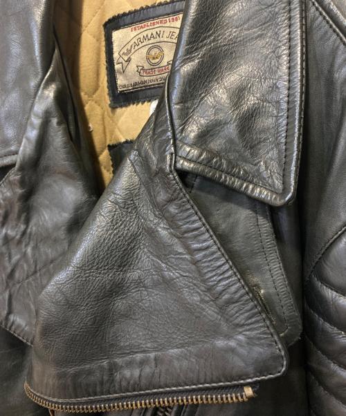 ARMANI JEANS（アルマーニジーンズ）ARMANI JEANS (アルマーニジーンズ) ダブルレザーライダースジャケット ダークブラウン サイズ:52の古着・服飾アイテム