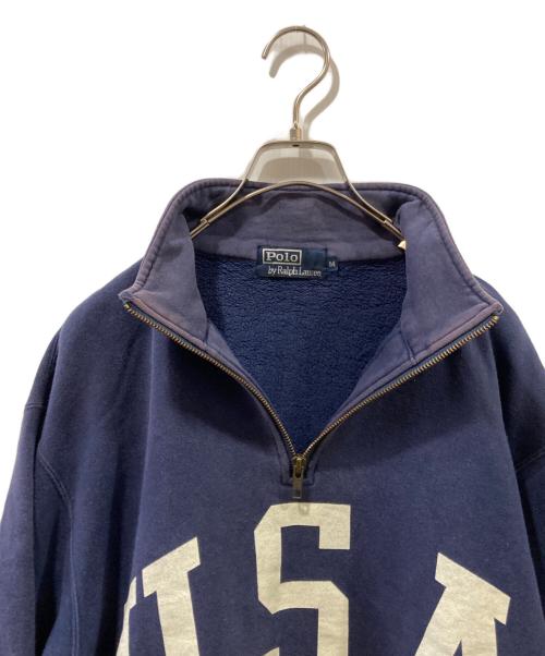 POLO RALPH LAUREN（ポロ・ラルフローレン）POLO RALPH LAUREN (ポロ・ラルフローレン) ハーフジップスウェット ネイビー サイズ:Mの古着・服飾アイテム