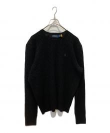 POLO RALPH LAUREN（ポロ・ラルフローレン）の古着「ケーブルニットウールカシミヤセーター」｜ブラック
