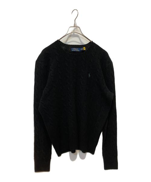 POLO RALPH LAUREN（ポロ・ラルフローレン）POLO RALPH LAUREN (ポロ・ラルフローレン) ケーブルニットウールカシミヤセーター ブラック サイズ:Lの古着・服飾アイテム
