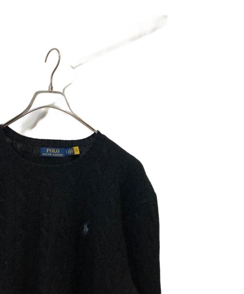 POLO RALPH LAUREN（ポロ・ラルフローレン）POLO RALPH LAUREN (ポロ・ラルフローレン) ケーブルニットウールカシミヤセーター ブラック サイズ:Lの古着・服飾アイテム