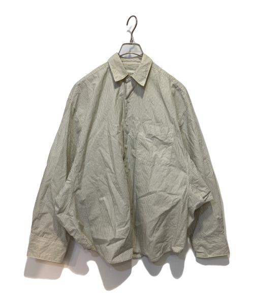 beautiful people（ビューティフルピープル）beautiful people (ビューティフルピープル) FINX COTTON ROUND SHIRTS グリーン×ホワイト サイズ:38の古着・服飾アイテム