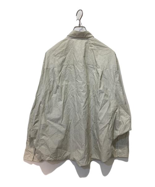 beautiful people（ビューティフルピープル）beautiful people (ビューティフルピープル) FINX COTTON ROUND SHIRTS グリーン×ホワイト サイズ:38の古着・服飾アイテム