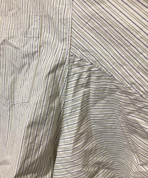 beautiful people（ビューティフルピープル）beautiful people (ビューティフルピープル) FINX COTTON ROUND SHIRTS グリーン×ホワイト サイズ:38の古着・服飾アイテム