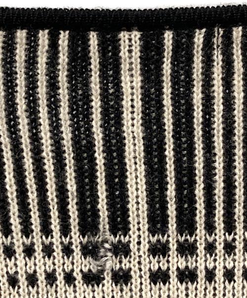 Y's（ワイズ）Y's (ワイズ) 80’ｓ チェックノーカラーニットコート ブラック×ホワイト サイズ:Freeの古着・服飾アイテム