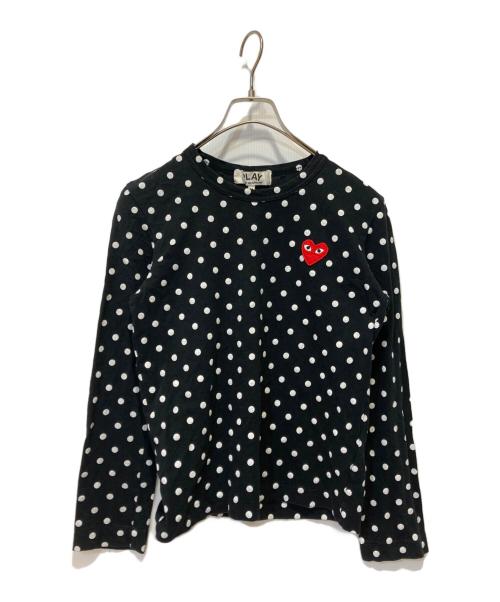 PLAY COMME des GARCONS（プレイコムデギャルソン）PLAY COMME des GARCONS (プレイコムデギャルソン) ワンポイント・レッド・ハート ドット柄ロングTシャツ ブラック サイズ:Mの古着・服飾アイテム
