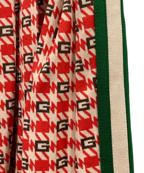 GUCCI（グッチ）GUCCI (グッチ) ジャガード サイドライン プリーツ スカート レッド サイズ:XSの古着・服飾アイテム