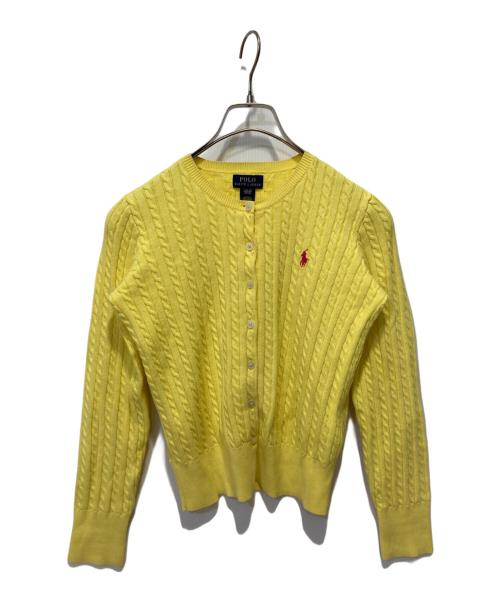 POLO RALPH LAUREN（ポロ・ラルフローレン）POLO RALPH LAUREN (ポロ・ラルフローレン) ケーブルクルーネックカーディガン イエロー サイズ:L（150）の古着・服飾アイテム