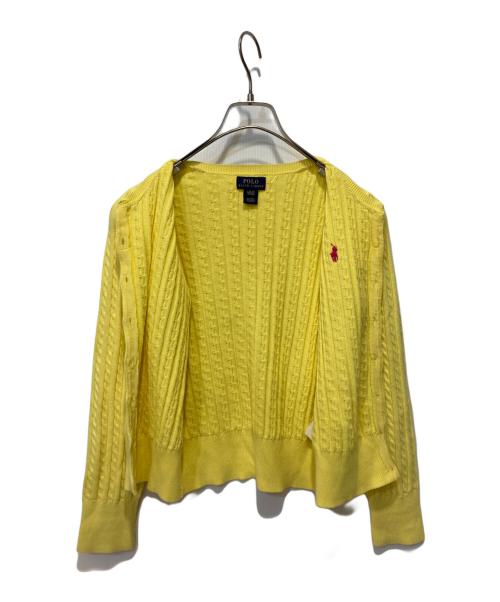 POLO RALPH LAUREN（ポロ・ラルフローレン）POLO RALPH LAUREN (ポロ・ラルフローレン) ケーブルクルーネックカーディガン イエロー サイズ:L（150）の古着・服飾アイテム