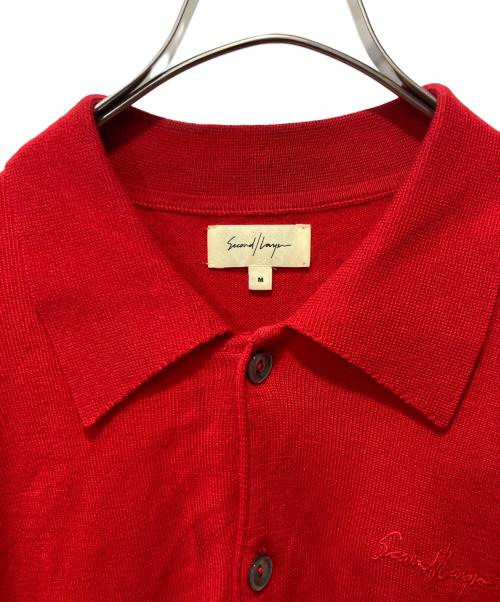SECOND/LAYER（セカンドレイヤー）SECOND/LAYER (セカンドレイヤー) ニットポロカーディガン レッド サイズ:Mの古着・服飾アイテム