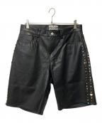 BLOOMYARDブルームヤード）の古着「MULTI STUDS V LEATHER SHORTS」｜ブラック