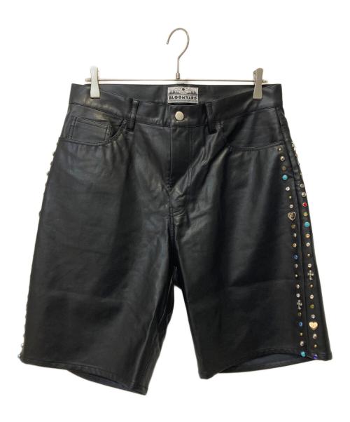 BLOOMYARD（ブルームヤード）BLOOMYARD (ブルームヤード) MULTI STUDS V LEATHER SHORTS ブラック サイズ:Mの古着・服飾アイテム