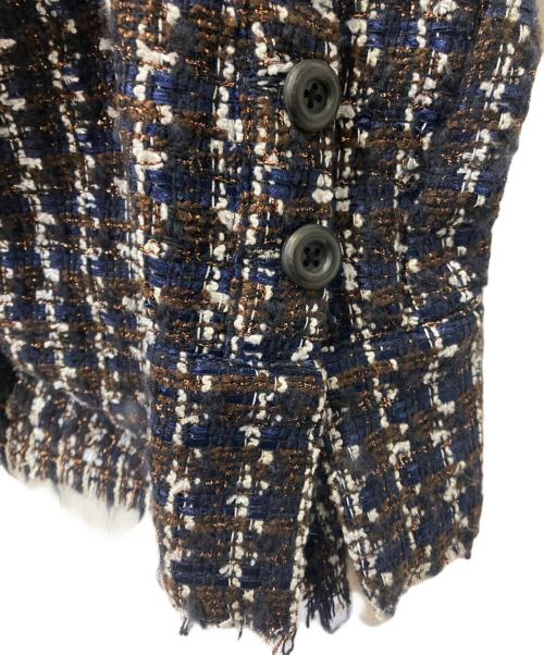 innocence（イノセンス）innocence (イノセンス) ツイードシャツジャケット ブラウン×ネイビー サイズ:Mの古着・服飾アイテム