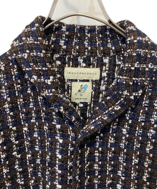 innocence（イノセンス）innocence (イノセンス) ツイードシャツジャケット ブラウン×ネイビー サイズ:Mの古着・服飾アイテム