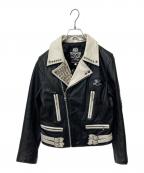 SEX POT ReVeNGeセックスポットリベンジ）の古着「バイカラースタッズダブルライダースジャケット」｜ホワイト×ブラック