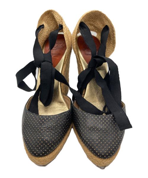 Christian Louboutin（クリスチャン・ルブタン）Christian Louboutin (クリスチャン・ルブタン) ウェッジソールサンダル ベージュ サイズ:23.5の古着・服飾アイテム