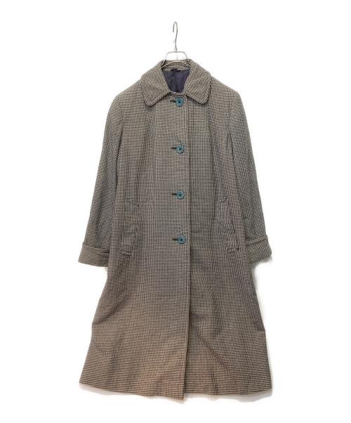 Aquascutum（アクアスキュータム）Aquascutum (アクアスキュータム) 50’s 千鳥格子ステンカラーコート ネイビー×ベージュ サイズ:不明の古着・服飾アイテム