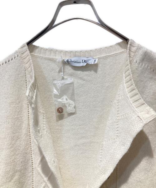 Christian Dior（クリスチャン ディオール）Christian Dior (クリスチャン ディオール) カシミヤ混クルーネックカーディガン アイボリー サイズ:12Aの古着・服飾アイテム