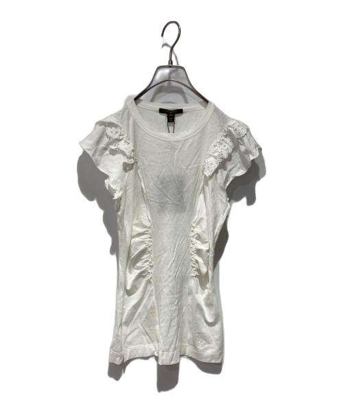 LOUIS VUITTON（ルイ ヴィトン）LOUIS VUITTON (ルイ ヴィトン) モノグラムカットワークレースTシャツ ホワイト サイズ:XSの古着・服飾アイテム