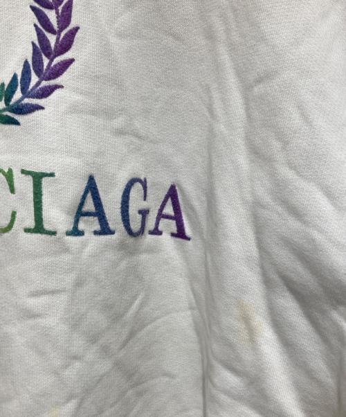 BALENCIAGA（バレンシアガ）BALENCIAGA (バレンシアガ) 19ss Rainbow BB Logo Hoodie ホワイト サイズ:Sの古着・服飾アイテム